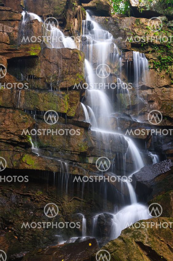 Beautiful rain forest and waterfall at Thailand