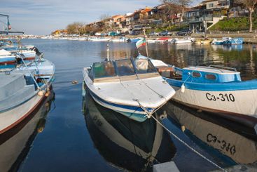 Sunset panorama of the port of Sozopol, Bulgaria