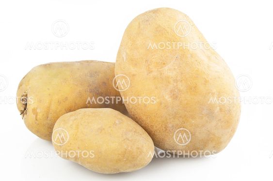 Raw Potatoes on the white