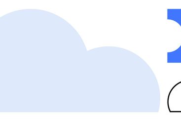 Blue cloud shape with a percentage ticket and an outline...