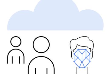 Cloud-based Facial Recognition Concept with Group of...