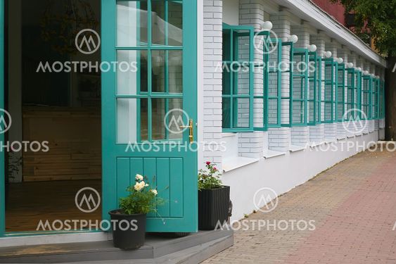brick wall with open windows