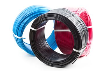 set colored electric cable on white background