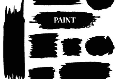 Set of Black ink vector paint stains