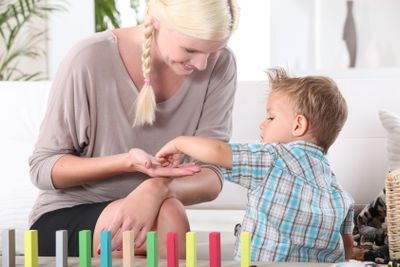 mother and child playing