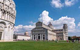 PISA, ITALY - SEPTEMBER 10, 2023 - Cathedral, baptistery...
