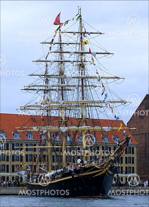 Old tallship sailing in Copenhagen harbour