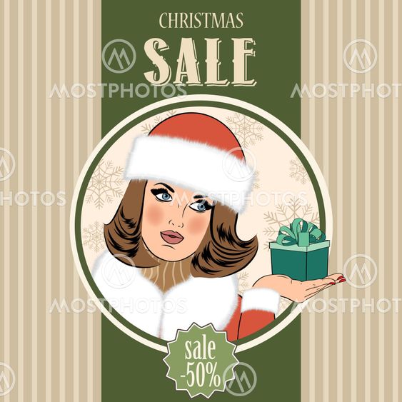 Christmas sale design with sexy Santa girl