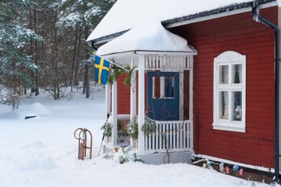 Red painted wooden house in Sweden