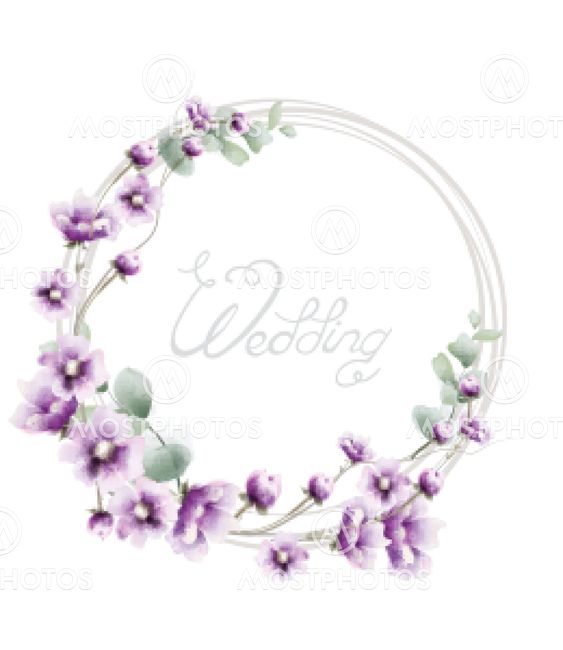 Lavender wreath wedding frame Vector watercolor. Floral...