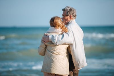 senior couple on seashore
