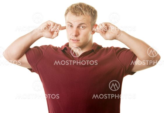 Man With Fingers in Ears