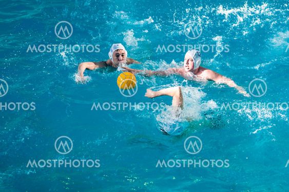 Orenburg, Russia - 6 May 2015: The boys play in water polo
