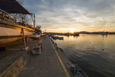Sunset view of the port of Sozopol, Bulgaria