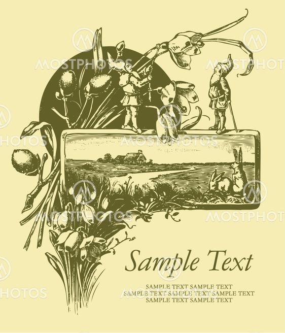 antique card engraving (vector)