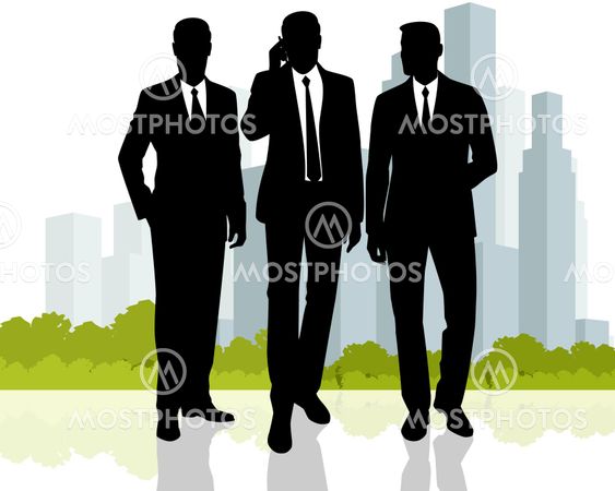 Businessmen at city background