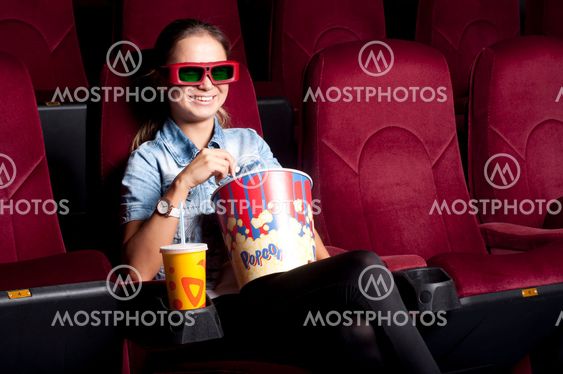beautiful woman in cinema
