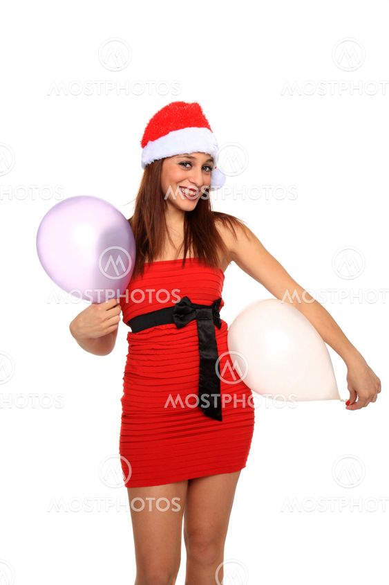 girl with santa claus hat