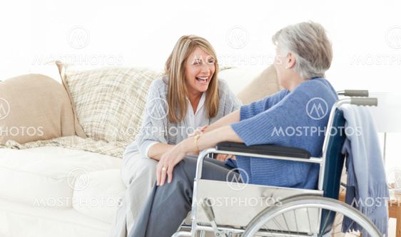 Seniors friends talking together