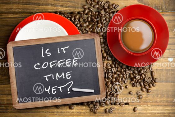 Composite image of red cup of coffee