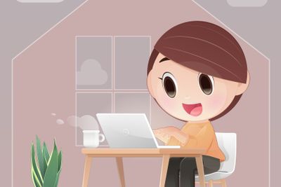 Girl prepares for the coronavirus work from the home