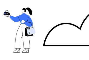 Woman Painting Near House Under a Cloudy Sky with Paint...