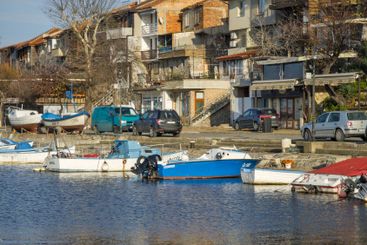 Sunset panorama of the port of Sozopol, Bulgaria