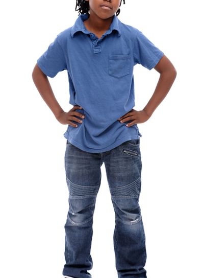 Child, bored and portrait with problem and moody with...