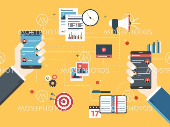 Business and communication, social media and internet.