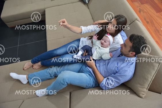 happy young family at home