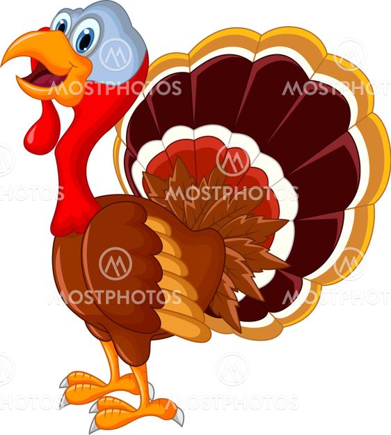 happy turkey cartoon for your design