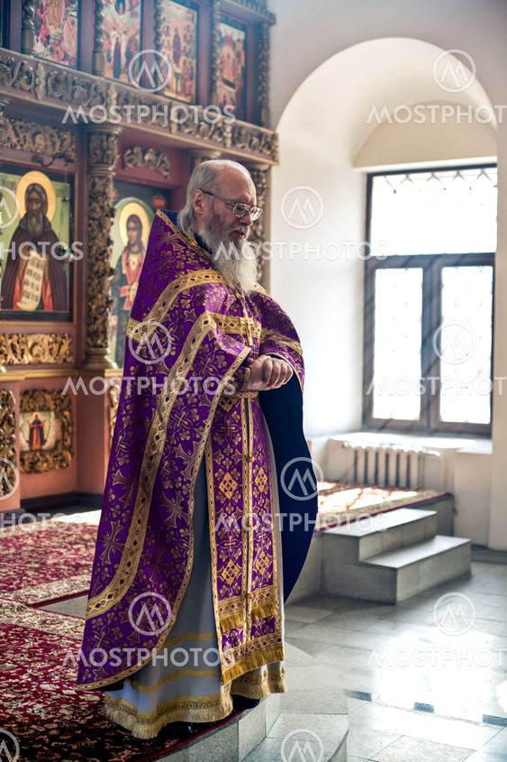 MOSCOW - MARCH 14: Orthodox liturgy with bishop Mercury in High Monastery of St Peter in Moscow on March 14, 2010 in Moscow