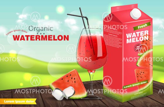 Watermelon juice Vector realistic. Product placement...