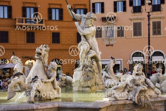 Poseidon Statue on Piazza Navona in Rome