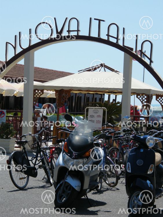 Italian Beach Club with Motorbikes