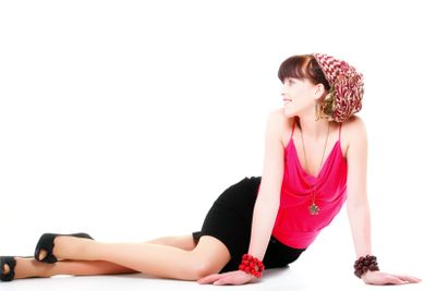 Full length woman in a turban isolated