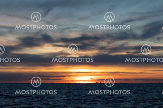 Dramatic sunset sky over the sea