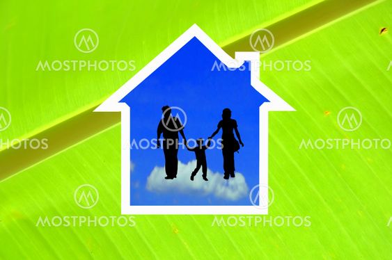 Icon house over a family