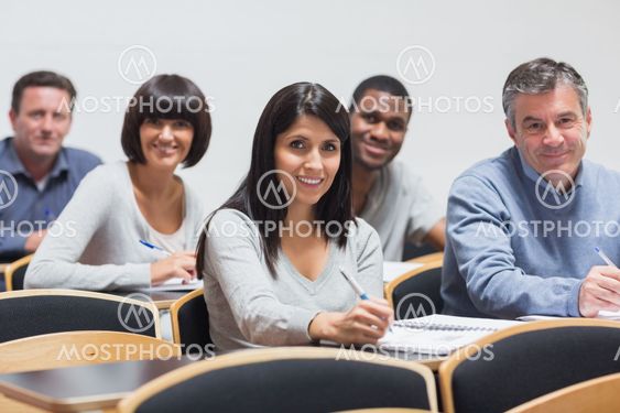 Smiling group in a lecture