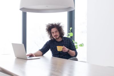 man working from home