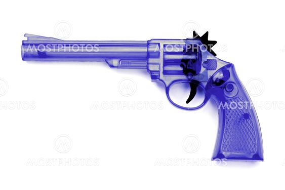 Toy plastic gun , on a white background