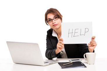 Business woman asking for help