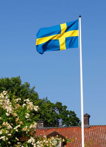 Hoisted Swedish flag