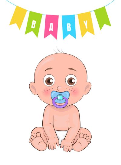 Baby Boy Poster of Newborn Infant Pacifier Vector