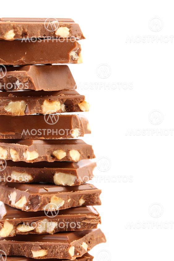 Tasty morsel of milk chocolate with nuts.