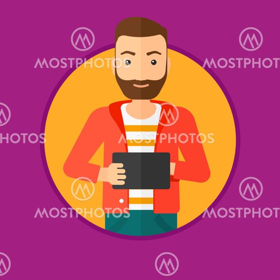 Student working on tablet computer.