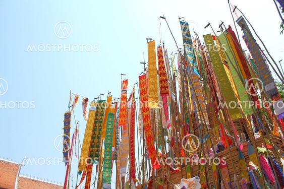 Color paper flag for Buddha worship