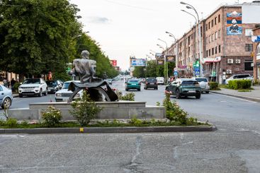 view of Sayat-Nova street in Gyumri in dusk