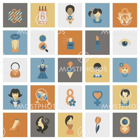 Womans Day Icon Set