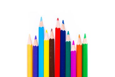 A vibrant collection of colored pencils arranged neatly...